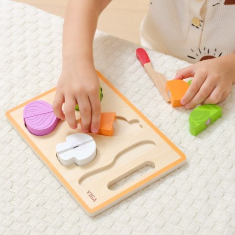 VIGA Drewniana Układanka Edukacyjna Montessori Warzywa do Krojenia VIGA Drewniana Układanka Edukacyjna Montessori Warzywa do Krojenia