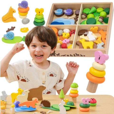 VIGA Drewniane Klocki Kolorowe Leśne Opowieści Pudełko 58el. VIGA Drewniane Klocki Kolorowe Leśne Opowieści Pudełko 58el.