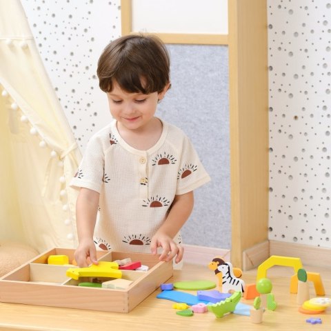 VIGA Drewniane Klocki Kolorowe Opowieści Tropikalne Pudełko 55el. VIGA Drewniane Klocki Kolorowe Opowieści Tropikalne Pudełko 55el.