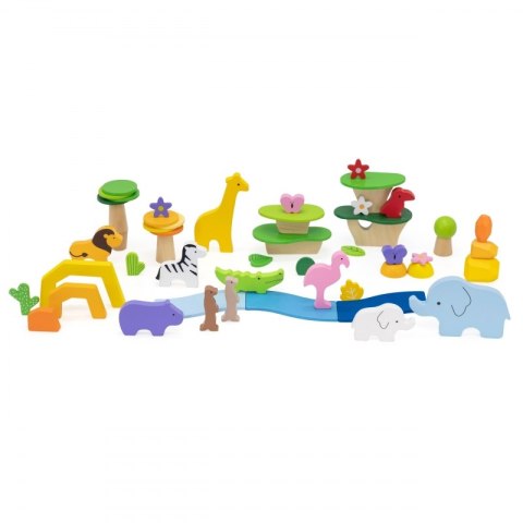 VIGA Drewniane Klocki Kolorowe Opowieści Tropikalne Pudełko 55el. VIGA Drewniane Klocki Kolorowe Opowieści Tropikalne Pudełko 55el.