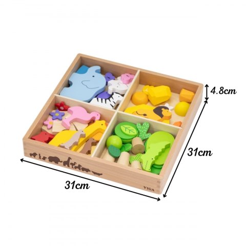 VIGA Drewniane Klocki Kolorowe Opowieści Tropikalne Pudełko 55el. VIGA Drewniane Klocki Kolorowe Opowieści Tropikalne Pudełko 55el.