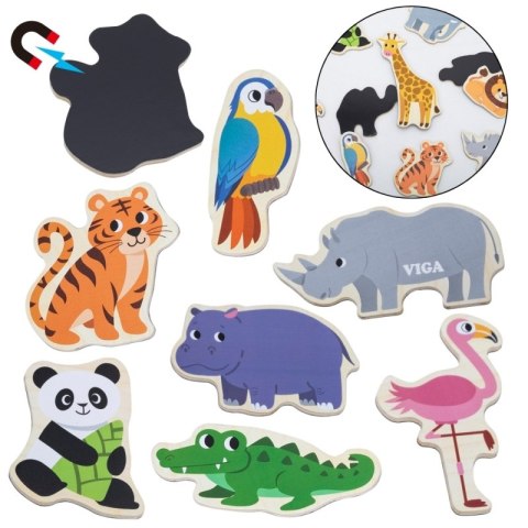VIGA Drewniane Magnesy Dzikie Zwierzęta - Kolorowe Magnesy Edukacyjne 18M+ VIGA Drewniane Magnesy Dzikie Zwierzęta - Kolorowe Magnesy Edukacyjne 18M+