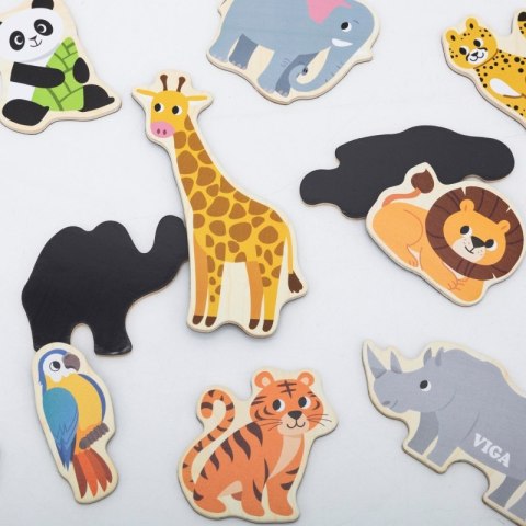 VIGA Drewniane Magnesy Dzikie Zwierzęta - Kolorowe Magnesy Edukacyjne 18M+ VIGA Drewniane Magnesy Dzikie Zwierzęta - Kolorowe Magnesy Edukacyjne 18M+
