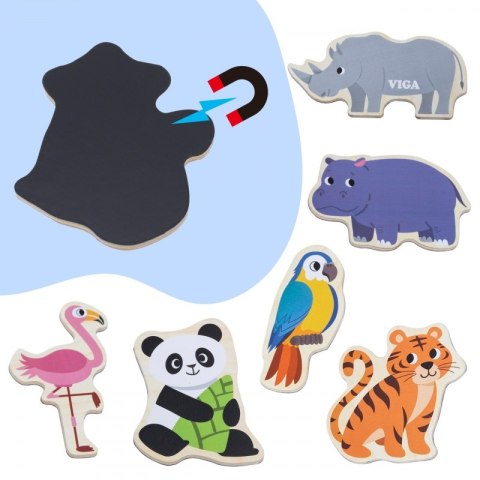 VIGA Drewniane Magnesy Dzikie Zwierzęta - Kolorowe Magnesy Edukacyjne 18M+ VIGA Drewniane Magnesy Dzikie Zwierzęta - Kolorowe Magnesy Edukacyjne 18M+