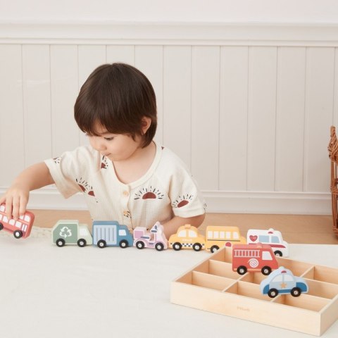 VIGA Drewniany Zestaw Kolorowych Pojazdów Miejskich 9szt. VIGA Drewniany Zestaw Kolorowych Pojazdów Miejskich 9szt.