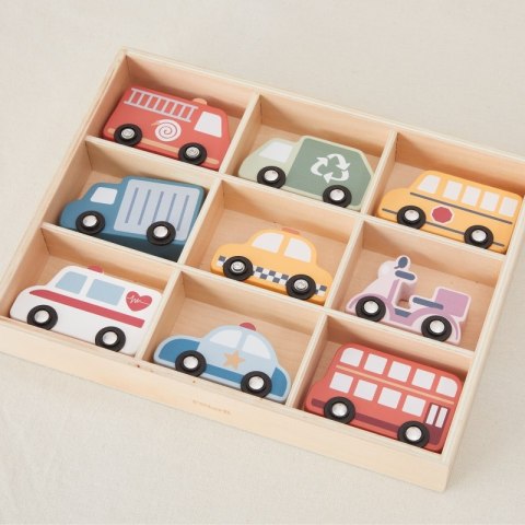 VIGA Drewniany Zestaw Kolorowych Pojazdów Miejskich 9szt. VIGA Drewniany Zestaw Kolorowych Pojazdów Miejskich 9szt.