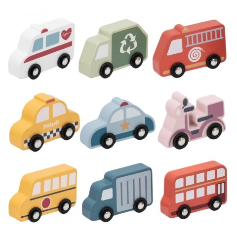 VIGA Drewniany Zestaw Kolorowych Pojazdów Miejskich 9szt. VIGA Drewniany Zestaw Kolorowych Pojazdów Miejskich 9szt.