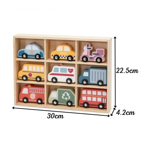 VIGA Drewniany Zestaw Kolorowych Pojazdów Miejskich 9szt. VIGA Drewniany Zestaw Kolorowych Pojazdów Miejskich 9szt.