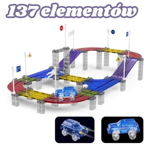 WOOPIE Magnetyczny Tor Samochodowy Wyścigowy + Autko 137 El. WOOPIE Magnetyczny Tor Samochodowy Wyścigowy + Autko 137 El.