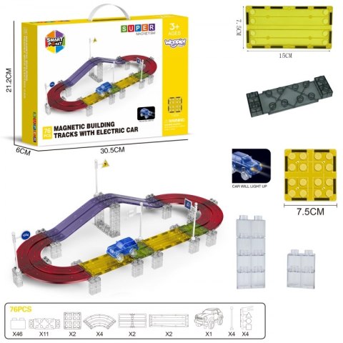 WOOPIE Magnetyczny Tor Samochodowy Wyścigowy + Autko 76 el. WOOPIE Magnetyczny Tor Samochodowy Wyścigowy + Autko 76 el.
