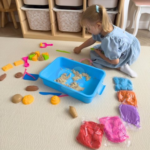 WOOPIE Piasek Kinetyczny 6 Kolorów 1,2 kg Zestaw Restauracja Stolik z Foremkami WOOPIE Piasek Kinetyczny 6 Kolorów 1,2 kg Zestaw Restauracja Stolik z Foremkami