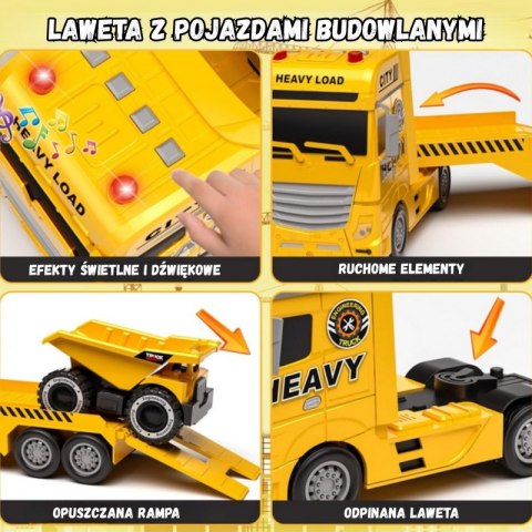 WOOPIE Samochód Laweta z Pojazdami Budowlanymi WOOPIE Samochód Laweta z Pojazdami Budowlanymi