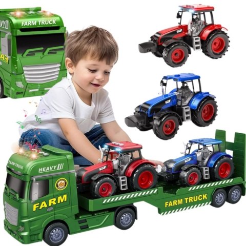 WOOPIE Samochód Laweta z Traktorami Farma Światła Dźwięki WOOPIE Samochód Laweta z Traktorami Farma Światła Dźwięki