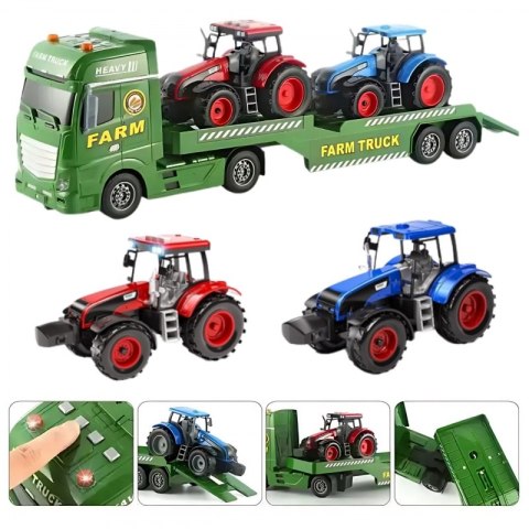 WOOPIE Samochód Laweta z Traktorami Farma Światła Dźwięki WOOPIE Samochód Laweta z Traktorami Farma Światła Dźwięki