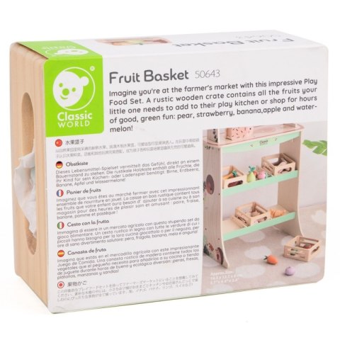 CLASSIC WORLD Zestaw Drewnianych Owoców w Koszyku 6 el.