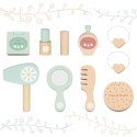 TOOKY TOY Drewniana Toaletka z Krzesełkiem Akcesoria Lustro z Oświetleniem LED + Kosmetyki