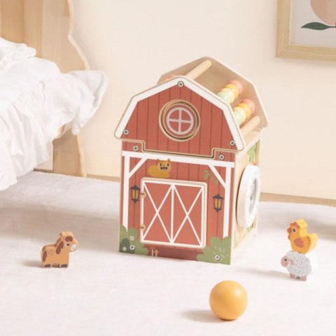 TOOKY TOY Drewniana Stodoła Aktywności Sorter Liczydło Montessori