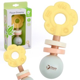 CLASSIC WORLD Drewniana Pastelowa Grzechotka Gryzak 2w1 Kwiatuszek 0+
