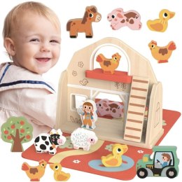 TOOKY TOY Drewniana Składana Farma w Walizce ze Zwierzątkami