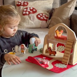TOOKY TOY Drewniana Składana Farma w Walizce ze Zwierzątkami