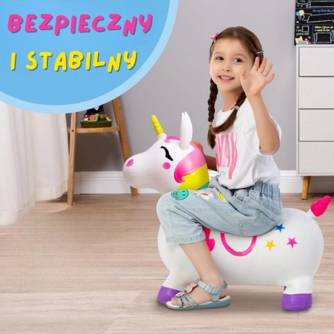 WOOPIE Skoczek Gumowy do Skakania Jednorożec Biały+ Pompka