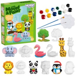 WOOPIE Zestaw Kreatywny z Farbami DIY Zrób Odlewy Gipsowe Figurki i Pomaluj - Zestaw Zwierzątka