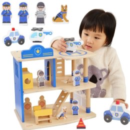 VIGA Drewniany Komisariat Policji Radiowóz 3 poziomy 14 el