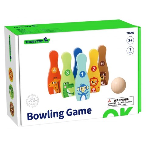 TOOKY TOY Drewniane Kręgle dla Dzieci 6 szt. + Piłka