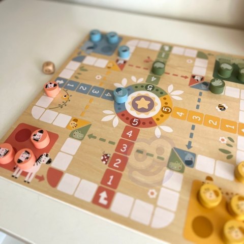 WOOPIE GREEN Gry Planszowe Logiczne 2w1 Ludo Chińczyk + Węże i Drabiny