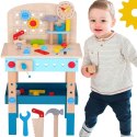 TOOKY TOY Drewniany Warsztat Zestaw XL Małego Majsterkowicza Stół Akcesoria 46 el.
