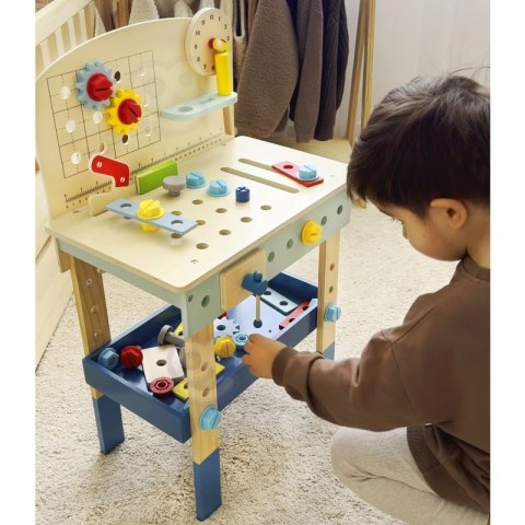TOOKY TOY Drewniany Warsztat Zestaw XL Małego Majsterkowicza Stół Akcesoria 46 el.