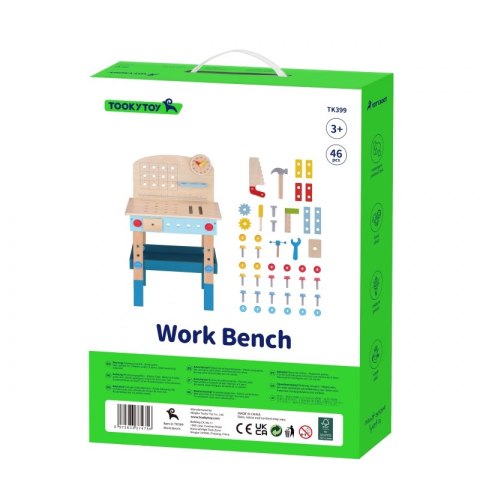 TOOKY TOY Drewniany Warsztat Zestaw XL Małego Majsterkowicza Stół Akcesoria 46 el.