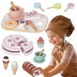 TOOKY TOY Drewniany Zestaw Małego Cukiernika Słodkości do Krojenia na Rzepy w Pudełku Cukiernia Tort Sweet Cake