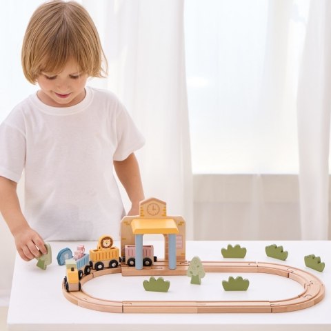 Viga PolarB Drewniany Zestaw Kolejowy 30 el.