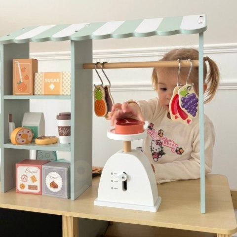 WOOPIE GREEN Duży Wielofunkcyjny Sklepik 5w1 Stragan Supermarket Restauracja Kawiarnia Kuchnia 73 el